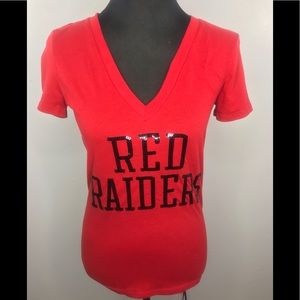 PINK V-neck Red Raiders Tshirt